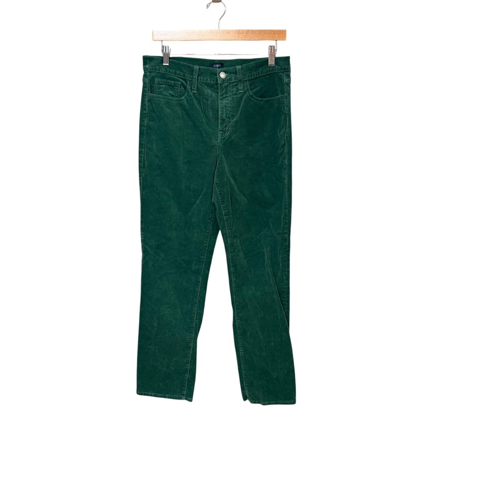 J.Crew Womens Green Corduroy Straight Leg High Rise Pants BT006 Size 29